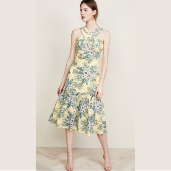 NEW BBDakota Yellow Floral Midi Dress - Picture 1 of 11